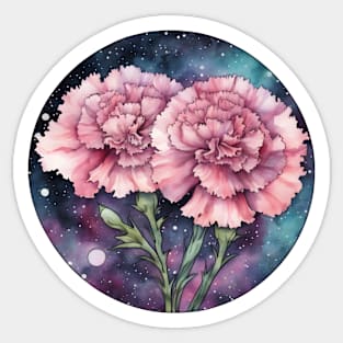 Pink Carnations Galaxy Circle Sticker